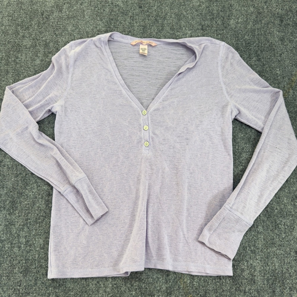 Victoria's Secret Henley Long Sleeve V-Neck Top Lavender Size Small